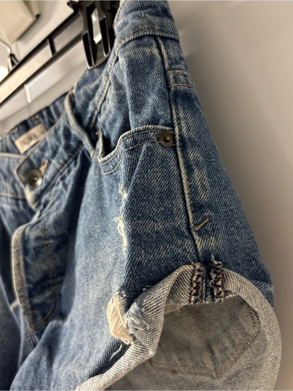 Roxy Women's Light Blue Distressed Rolled-Hem Jean Shorts - Picture 3 of 15